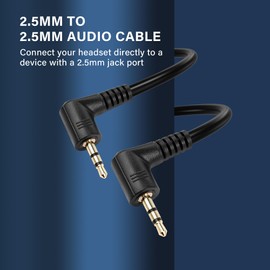 PNGKNYOCN Double Angled 2.5mm Audio Aux Cable,90 Degree Angle 2.5mm Male to 2.5mm Male TRS Headset Headphone Stereo Audio Adapter Cable (90 Degree to 90 Degree, 1.8M)