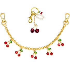 JWIGP Cherry Bag Chain Charms, Cherry Pendant Keychain Charms Set For Purse Handbags Cosmetic Car Key Accessories Gifts (cherry set)