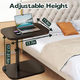 Petyoung Sofa Tray Table for Couch, Height Adjustable and 360 Degree Rotation C-Shaped End Table for Bed or Chair, TV Tray Desk, Side Desk for Sofa Small Space