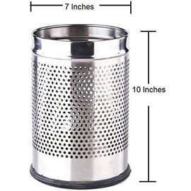 Royal Sapphire Stainless Steel Perforated Open Dustbin Stainless Steel Trash Can Waste Bins for Bathroom, Living Room, Office (10 Liter) (8x8x13 in)