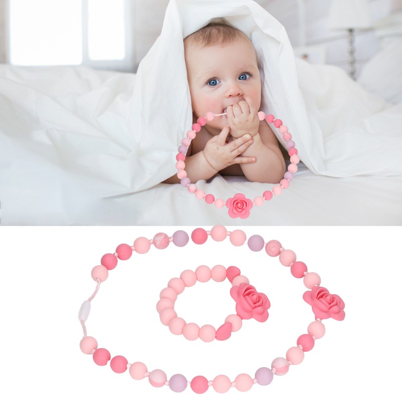 Teething Necklace Bracelet Silicone Flower Shape Design Elegant Exquisite Infant