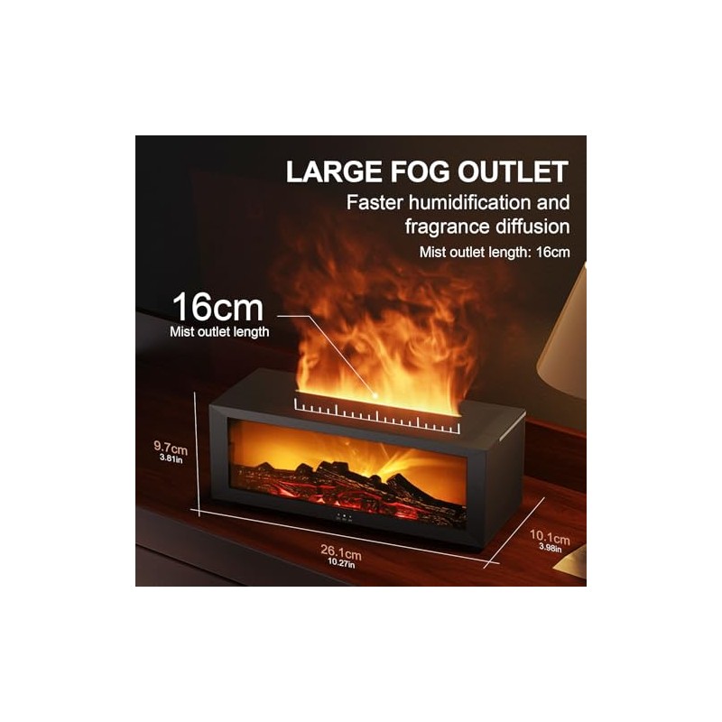 Essential Oil Diffuser, Fireplace Flame Aromatherapy Diffuser with 7 Colors