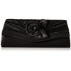 Damara Women's Satin Pleated Flower Front Evening Bag Clutch Handbag