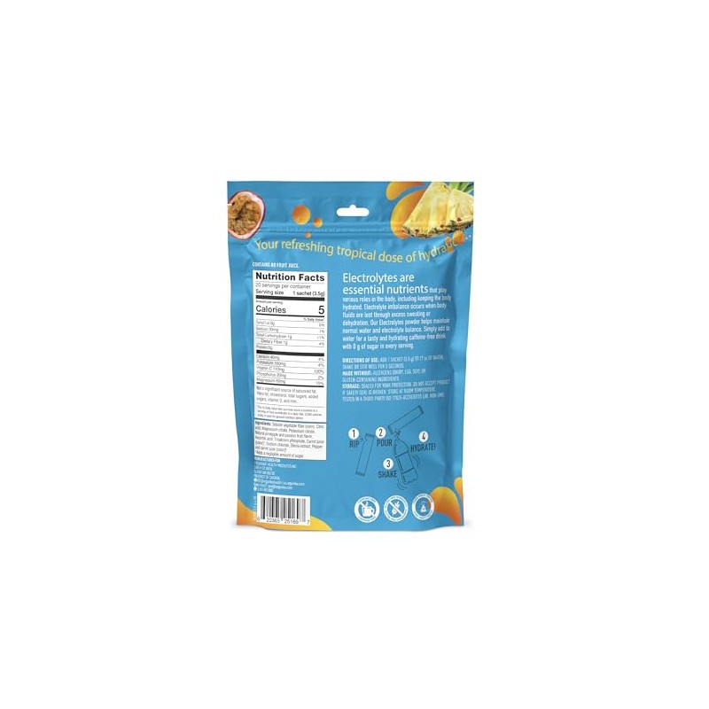 Organika Electrolitos en Polvo Piña y Maracuyá con Prebióticos 20