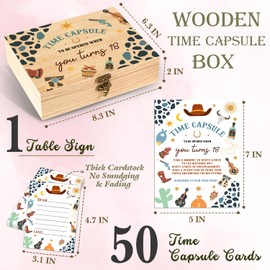 Cowboy Memory Time Capsule Kit, Baby 1st Birthday Memory Time Capsule Box, 1 Time Capsule Box with 50 Double Sided Cowboy Cards, Baby Shower Party Decorations, Baby Shower Blessing Time Capsule Box