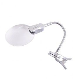LED Desk Mounted Magnifier Magnifying Glass Clip Stand 2x 4x Reading Observation Photography Emotion office