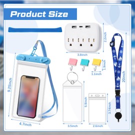 Glenmal 17 Pcs Cruise Accessories Kit Carnival Cruise Luggage Tag Lanyard Power Strip Phone Pouch Magnetic Hook Towel Band(White, Blue, Sail)