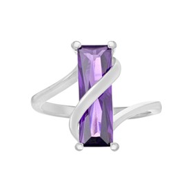 Tuscany Silver Fancy Violet Cubic Zirconia Ring - Size P