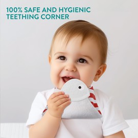 Navaris Baby Bibs with Teether - Soft, Colourful Bandana Bib Set with Teething Corner - For Babies 0-6 Months and Baby Bibs 6-12 Months - Set of 2