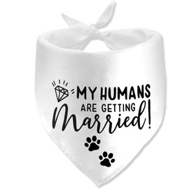 Bandanas para Perros con El Mensaje Mis Humanos Se Van A Casar, Bandanas para Perros con Mensaje De Compromiso, Bandanas para Perros Que Invitan A Una Boda, Accesorio Fotográfico para Anun