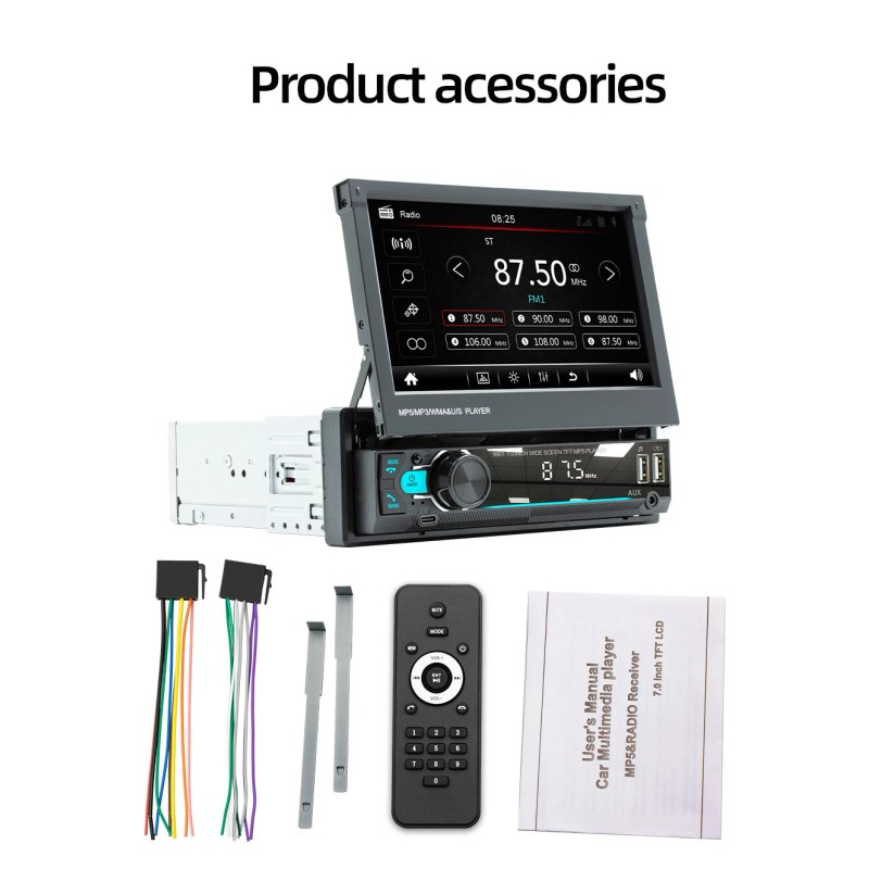 ESSGOO 7'' Flip Out Car Stereo Radio Touch Screen AUX