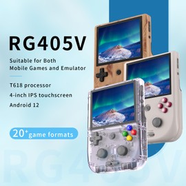 Aivuidbs RG405V Juego de mano retro, Android 12 Tarjeta TF integrada de 128G 3172 juegos, visualización táctil IPS de 4 pulgadas con extremo frontal de juego, compatible con RG405V, Morado