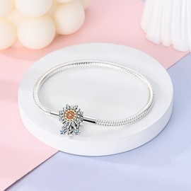 Hapour 925 Sterling Silver Charms Bracelet for Women Vintage Moon and Star Snake Chain Charm Bracelet with 5A Cubic Zirconia