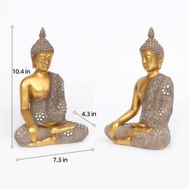 Buddha Statue for Home Decor Gold 10.4”-Buddha Statues for Zen Decor - Spiritual Décor-Buddha Decor for Living Room-Buda – Budda – Indoor Buddha Gift for Relaxation, Meditation or Shrine