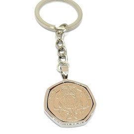 2005 20th Birthday/Anniversary 20p pence coin Keyring - 20 pence Keyring from 2005 for a 20th Birthday SLV