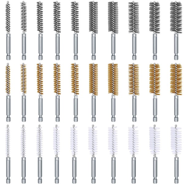 Zonon 30 Pcs Bore Brush for Drill Wire Bore Cleaning