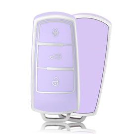 OFFCURVE Car Key Cover Car Key Case Key Fob Cover Car Key Protector Compatible with VW Volkswagen CC Passat B6 B7 3C CC GTI Alltrack Variant Magotan B5 Cady Golf Polo Sharan (Purple Silver)