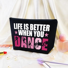 Yoxiumi Dance Bag Dance Makeup Bag Ballet Teacher Gift for Dancers Dancer Gifts for Women Ballerina Travel Toiletry Zipper Pouch Dancer Cosmetic Pouch Recital Gifts Dancing Competition Must Haves