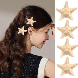 4pcs Ocean Starfish Small Hair Clips - Cute Starfish Hair Clips Vintage Small Bangs Claw Clips Cute Broken Hair Clip Mini Duckbill Hairpin Clips Ocean Hair Accessories for Summer