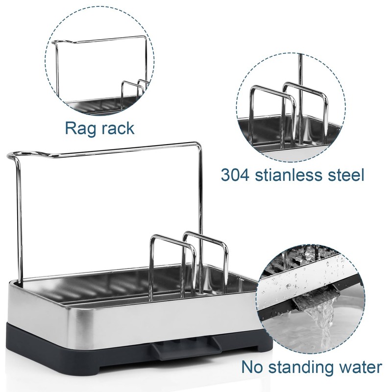 BYUNER Kitchen Sink Caddy Organiser, Sponge Holder for Kitchen Sink