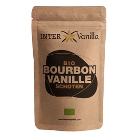 InterVanilla Genuine Organic Bourbon Vanilla Beans, 18-20 cm, Pack of 5 Vanilla Pods in Premium Gourmet A Quality for Chefs and Bakers. Fresh from Madagascar