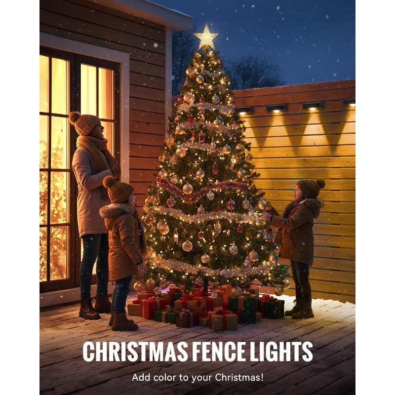 FabStyl Solar Fence Lights Outdoor Waterproof, Fence Light Solar Powered