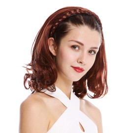 WIG ME UP - TYW60876H-130 Half Wig Hairpiece Elegant Braided Headband Shoulder Length 45cm Curly Tips Red Copper