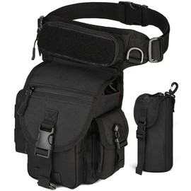 flintronic Tactical Drop Leg Waist Bag, Multi-Purpose Waterproof Outdoor Military Hip Thigh Tool Bag Fanny Pack with Water Bottle Pouch, for Hiking Travel Motorcycling Camping Fishing