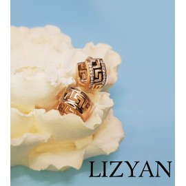 18K Gold Plated Greek Key Cubic Zirconia Huggie Hoop Earrings, Hypoallergenic Gold Huggie Hoop Earrings for Women