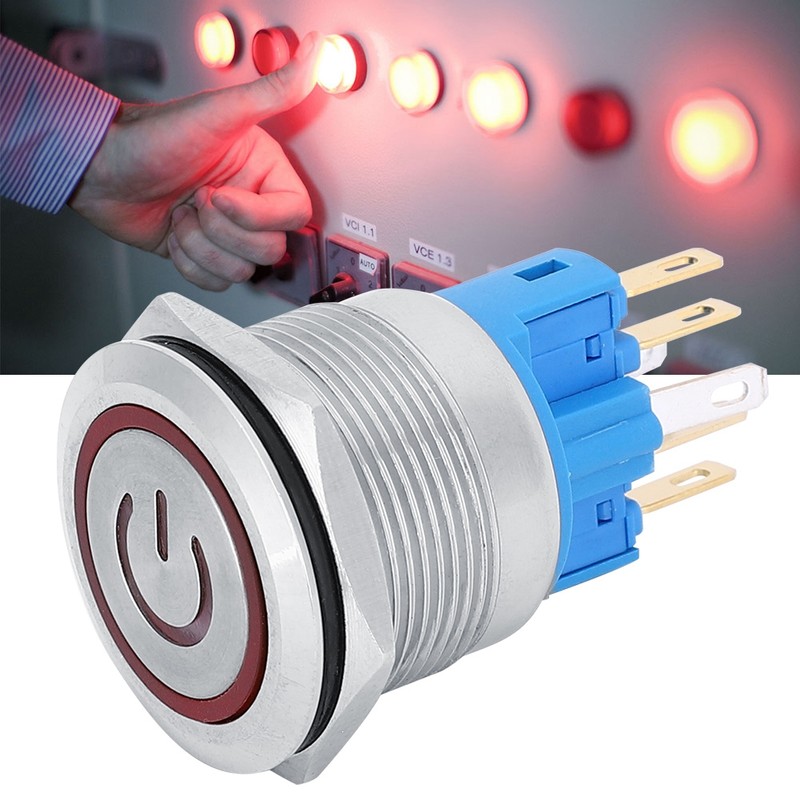 2Pcs DC3-6V 22mm 6-Pin Push Button Switch Stainless Steel Reset