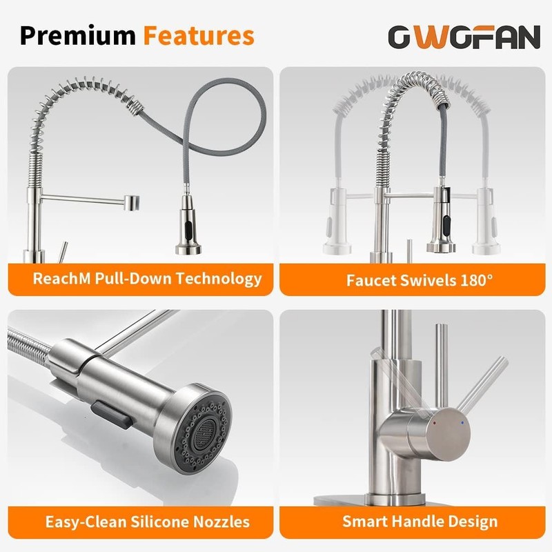 OWOFAN Kitchen Sink Faucet with Soap Dispenser, Kitchen Faucet with