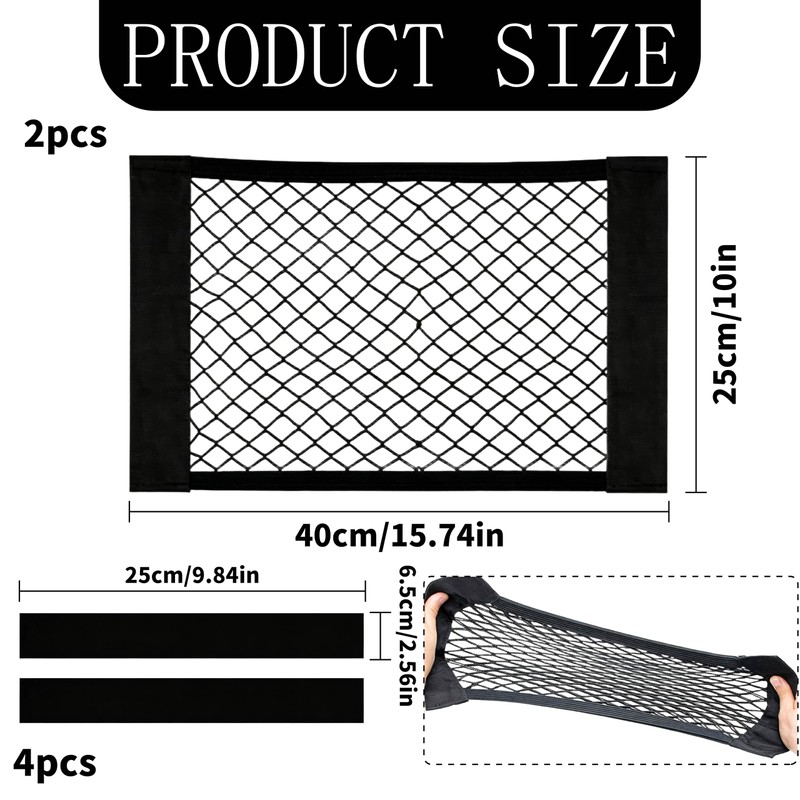 YEDOUALE Rete Portaoggetti Auto 2 Pezzi 40x25 cm Organizer Baule