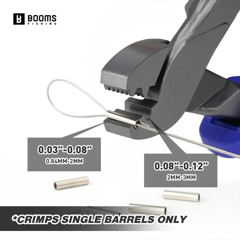 Booms Fishing Crimping Pliers Tool: 6.5in Crimper for Single Barrel