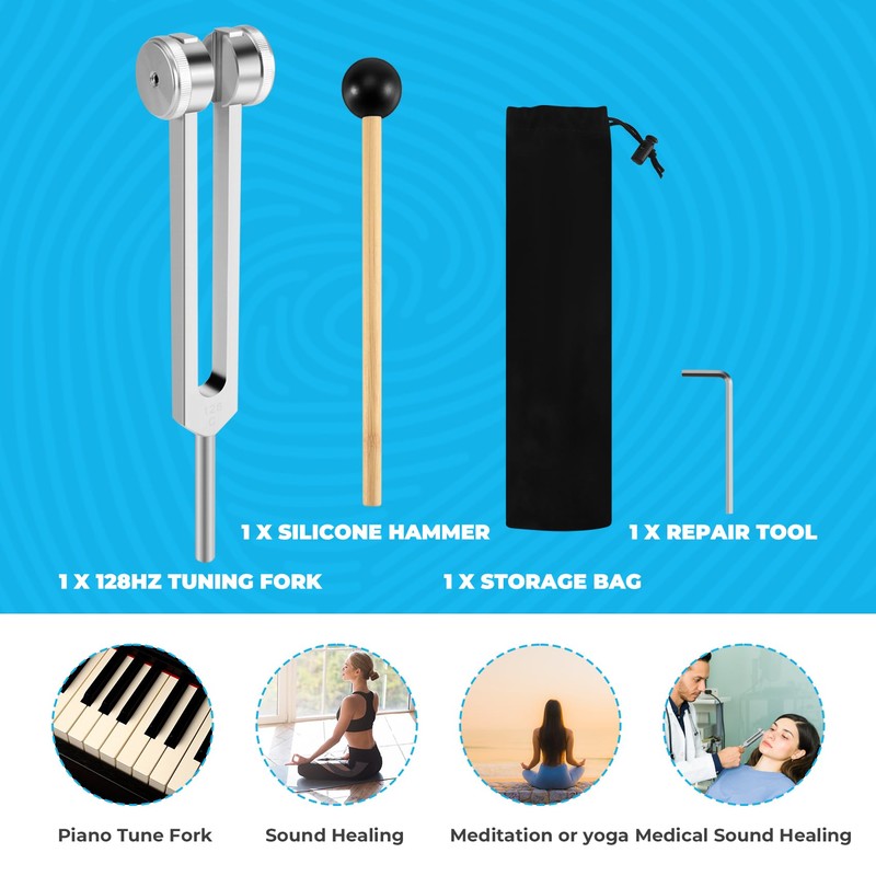 Aswalling 128 Hz Tuning Fork Weighted Bio-Acoustic Tuning Fork for