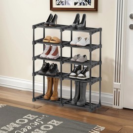 homyfort Shoe Rack Organizer, 5-Tier Metal Shoe Rack for Closet Entryway Garage (Black)