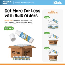 Glue Sticks Bulk (500 Pack), Glue Sticks for Kids Or Adults, Washable Glue Sticks, Glue Sticks Bulk Classroom, Craft Glue, School Supplies, .28 oz, 8 Grams (500 Pack)