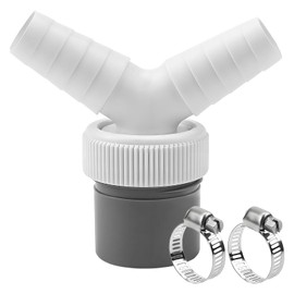 Drain Adaptor for Dishwasher and Washing Machine, 0.75"-0.95" Double Connection Pipe Thread Y Adapter for Hose with Input Connector of Outlet 40 Mm Pipe with 2pcs Hose Clamp