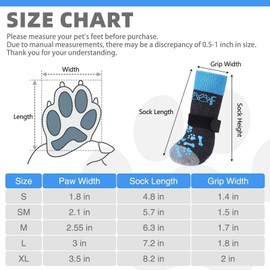 KOOLTAIL Non-Slip Dog Socks for Hardwood Floors, Dog Socks with Grippers for Hot/Cold Pavement, Outdoor Dog Shoes Booties&Paw Protector to Prevent Licking for Small Medium Large Senior Dogs, Blue L