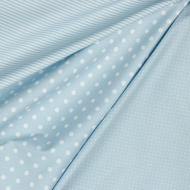 babrause® Cotton Fabric Stripes Light Blue Woven Fabric Sold by the Metre Poplin Oeko-Tex 150 cm Wide - From 0.5 Metres