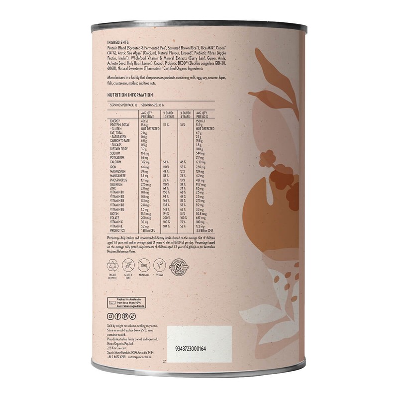 Nutra Organics Thriving Family Protein - Double Choc, 450g