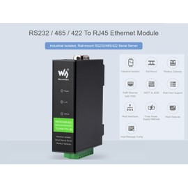 Waveshare RS232/485/422 to Ethernet Converter, Industrial Isolated Rail-Mount Serial Server with POE Function, Modbus Gateway Support, Multi Communication Modes