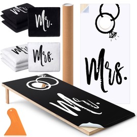 JolliLudo 11 Pcs Wedding Cornhole Set for Reception, Mr & Mrs Cornhole Game with 8 Bean Bags & Board Wraps, Outdoor Lawn Toss Game for Wedding Party & Bridal Shower(Boards Not Included)