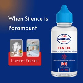 Atkinson Oil Co. Fan Oil - Premium 30ml Fully Synthetic Lubricant for Fan Bearings - Eliminates Squeaks & Extends Fan Life