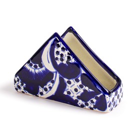 Auténtico servilletero mexicano Talavera colorido decoración de cocina - pintado a mano - cerámica mexicana - hecho en México (azul)