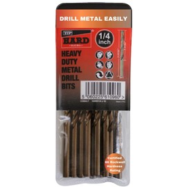 1/4 inch Cobalt Drill Bits for Metal M35 5% Cobalt TTP HARD Pack of 10