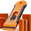 100Pcs Plastic Razor Blade Scraper with Retractable Blade: Without Damaging