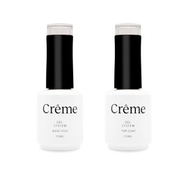 Top Coat Crème Nails Kit Avanzado de Esmaltes de Gel Profesional | (Base y Top Coat) de Larga Duración para Acabado Tipo Salón y Manicure en Casa