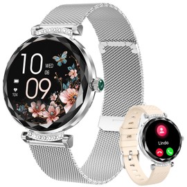 Smart Watches for Women(Answer/Make Calls) with Diamonds, 1.3” HD Bluetooth Smart Watch for Android iOS Phones, Fitness Activity Trackers Smartwatch with Heart Rate/SpO2/Sleep Monitor