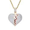 putouzip Men Broken Heart Chains 18k Gold Plated Fully Iced