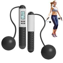 Cordless Skipping Rope, Digital Wireless Jump Rope with Calorie Counter, Gravity Ball Jump Rope without Rope for Home Fitness Workout Equipment for Women Men (H)